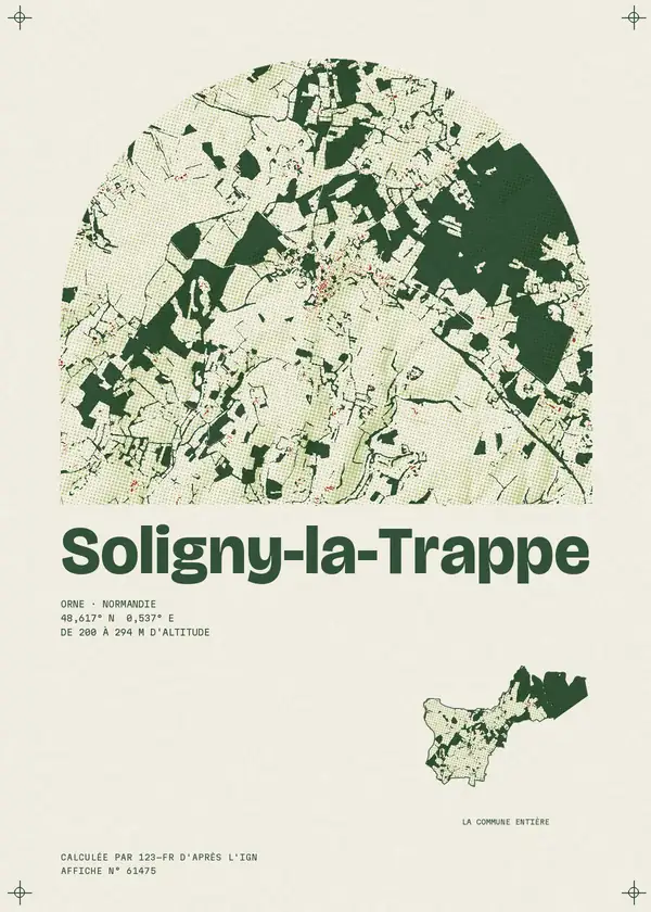 Affiche de Soligny-la-Trappe, calculée par 123-fr d'après l'IGN