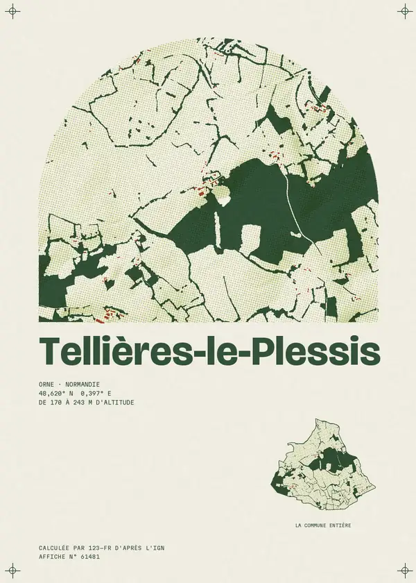 Affiche de Tellières-le-Plessis, calculée par 123-fr d'après l'IGN