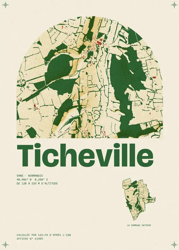 Affiche de Ticheville, calculée par 123-fr d'après l'IGN
