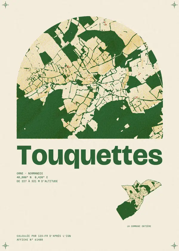 Affiche de Touquettes, calculée par 123-fr d'après l'IGN