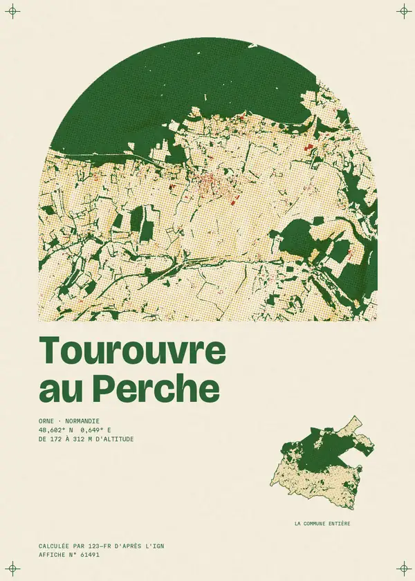 Affiche de Tourouvre au Perche, calculée par 123-fr d'après l'IGN