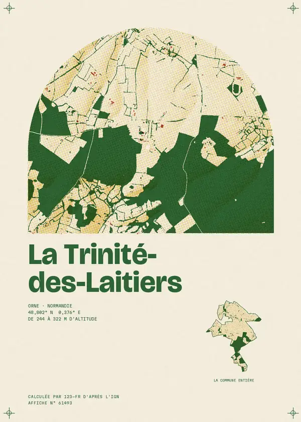 Affiche de La Trinité-des-Laitiers, calculée par 123-fr d'après l'IGN