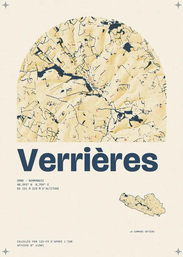 Affiche de Verrières, calculée par 123-fr d'après l'IGN