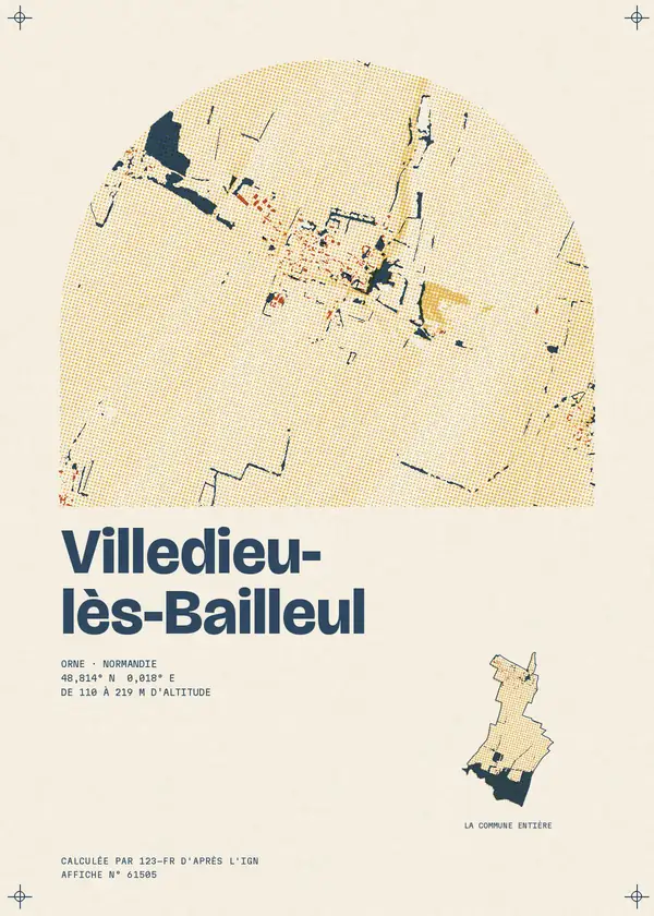 Affiche de Villedieu-lès-Bailleul, calculée par 123-fr d'après l'IGN