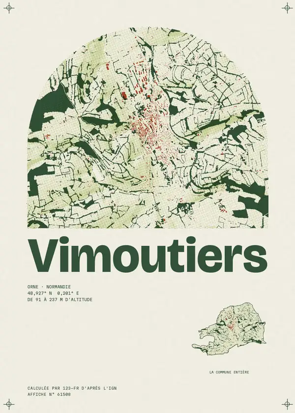 Affiche de Vimoutiers, calculée par 123-fr d'après l'IGN