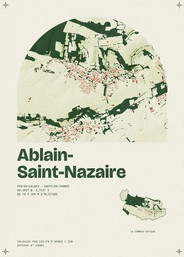 Affiche de Ablain-Saint-Nazaire, calculée par 123-fr d'après l'IGN