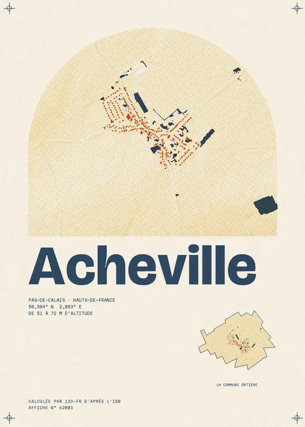 Affiche de Acheville, calculée par 123-fr d'après l'IGN
