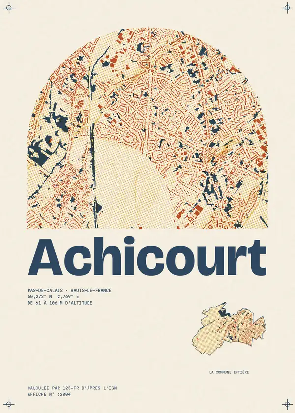 Affiche de Achicourt, calculée par 123-fr d'après l'IGN