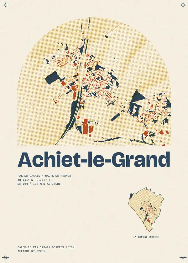Affiche de Achiet-le-Grand, calculée par 123-fr d'après l'IGN