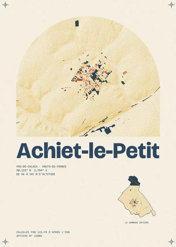 Affiche de Achiet-le-Petit, calculée par 123-fr d'après l'IGN