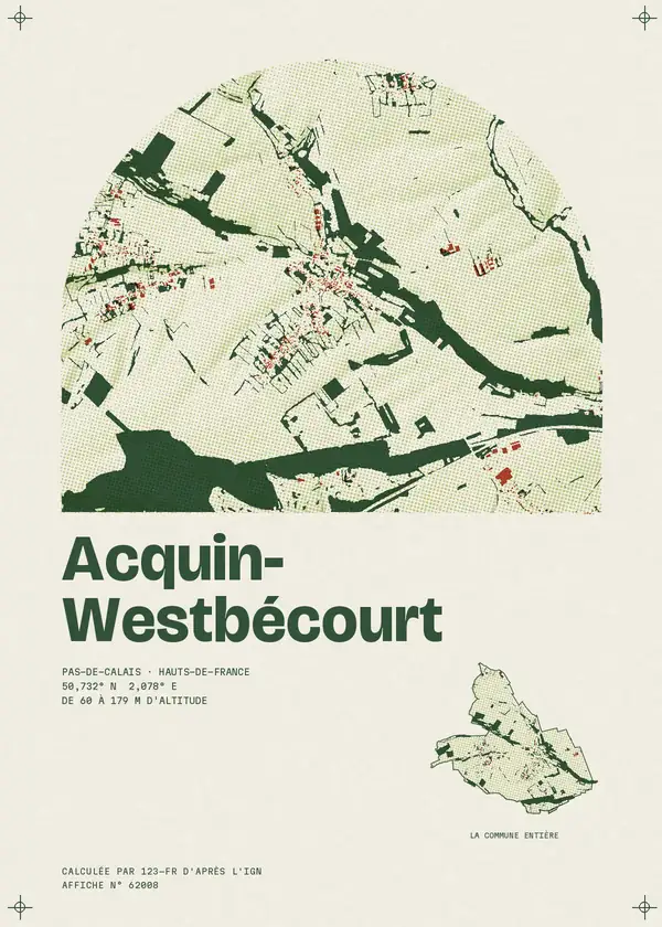 Affiche de Acquin-Westbécourt, calculée par 123-fr d'après l'IGN