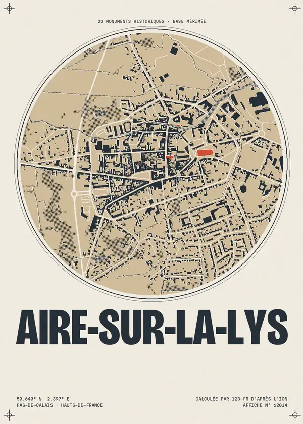 Affiche de Aire-sur-la-Lys, calculée par 123-fr d'après l'IGN