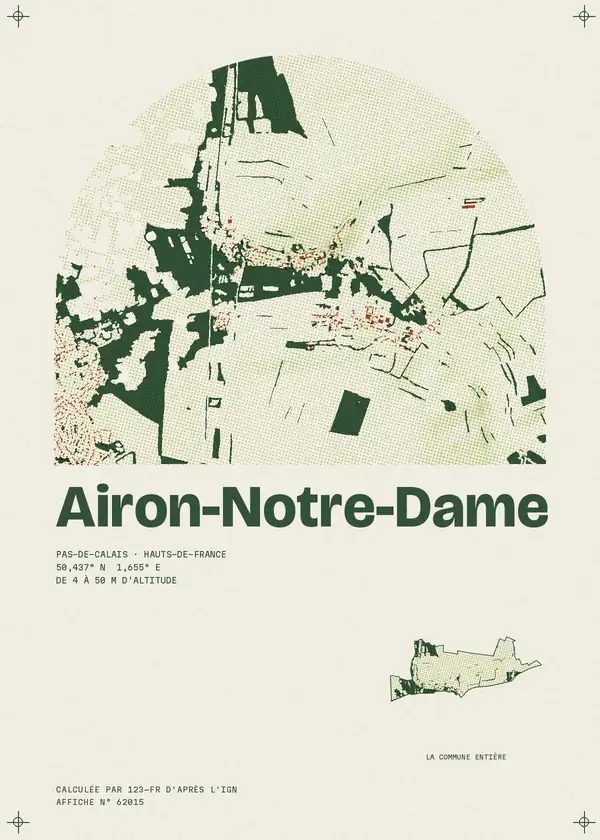 Affiche de Airon-Notre-Dame, calculée par 123-fr d'après l'IGN