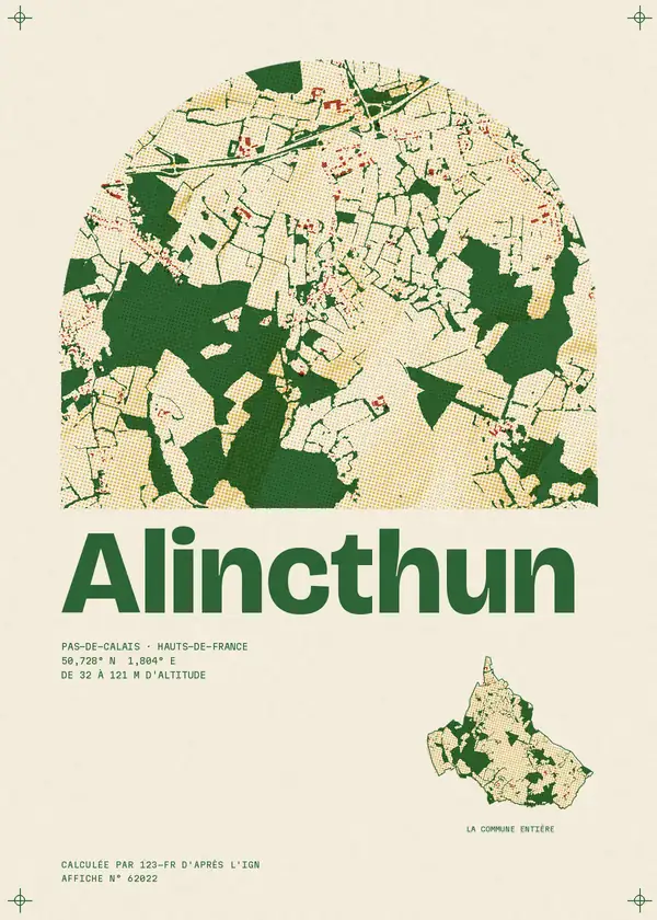 Affiche de Alincthun, calculée par 123-fr d'après l'IGN