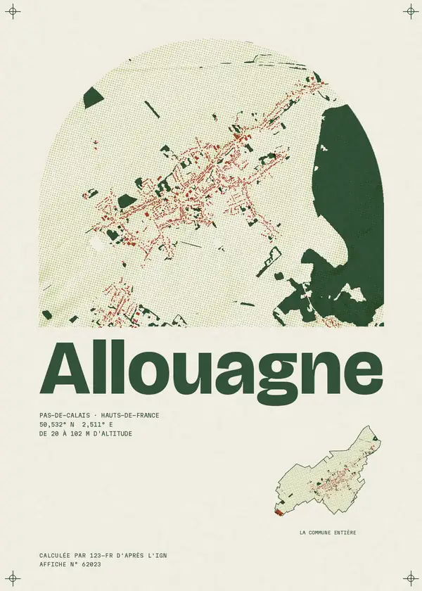 Affiche de Allouagne, calculée par 123-fr d'après l'IGN