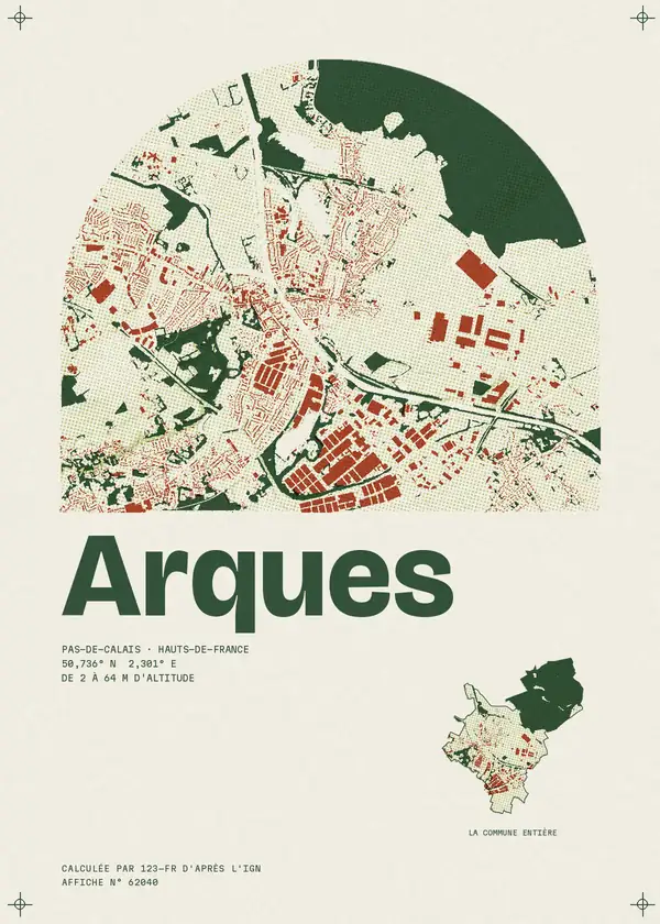 Affiche de Arques, calculée par 123-fr d'après l'IGN