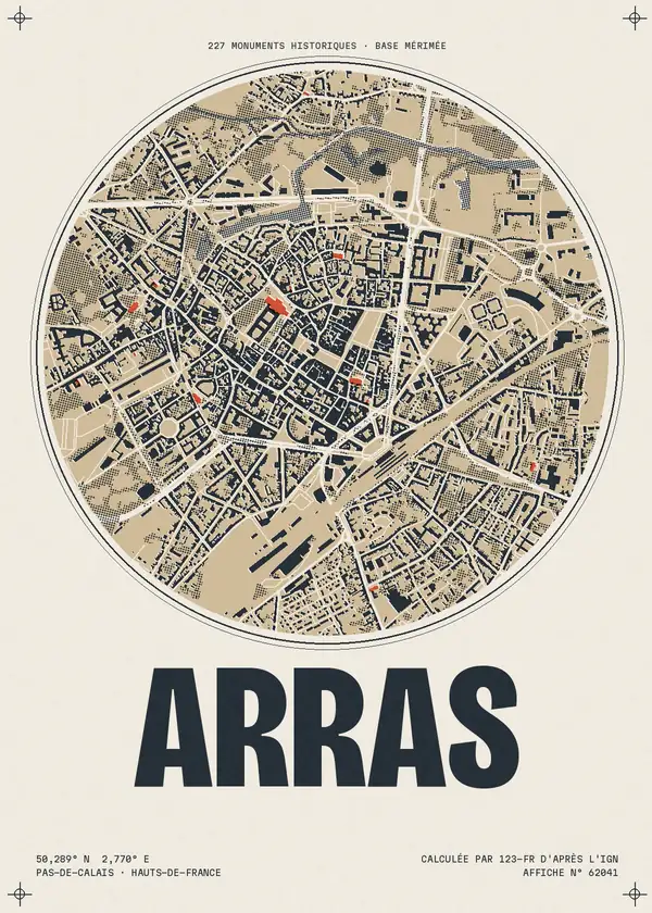 Affiche de Arras, calculée par 123-fr d'après l'IGN