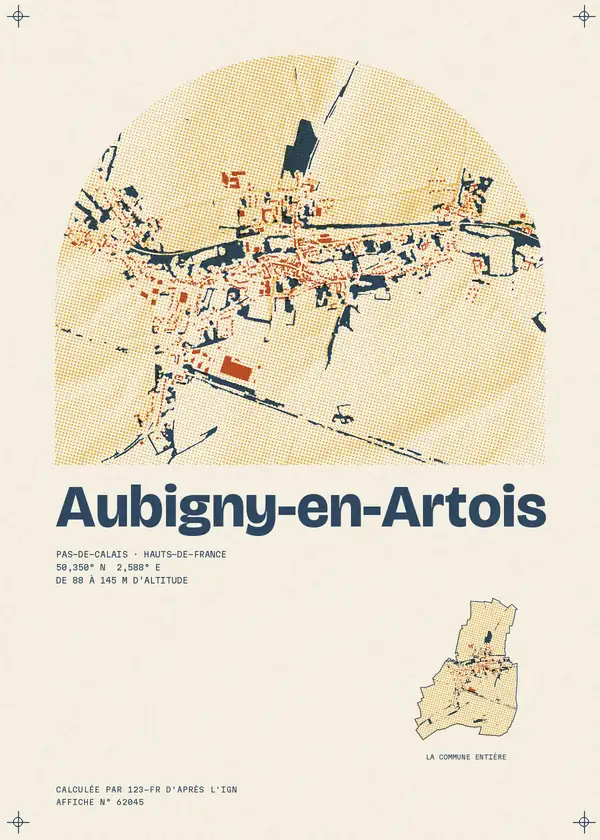 Affiche de Aubigny-en-Artois, calculée par 123-fr d'après l'IGN