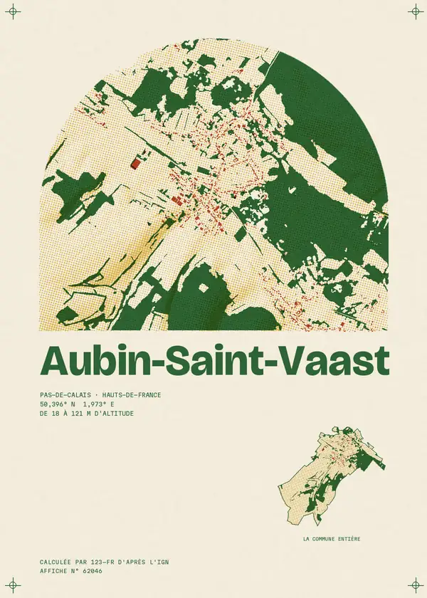 Affiche de Aubin-Saint-Vaast, calculée par 123-fr d'après l'IGN