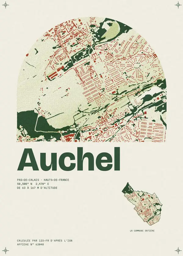 Affiche de Auchel, calculée par 123-fr d'après l'IGN