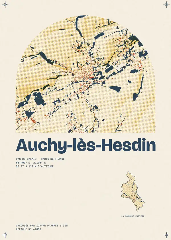 Affiche de Auchy-lès-Hesdin, calculée par 123-fr d'après l'IGN