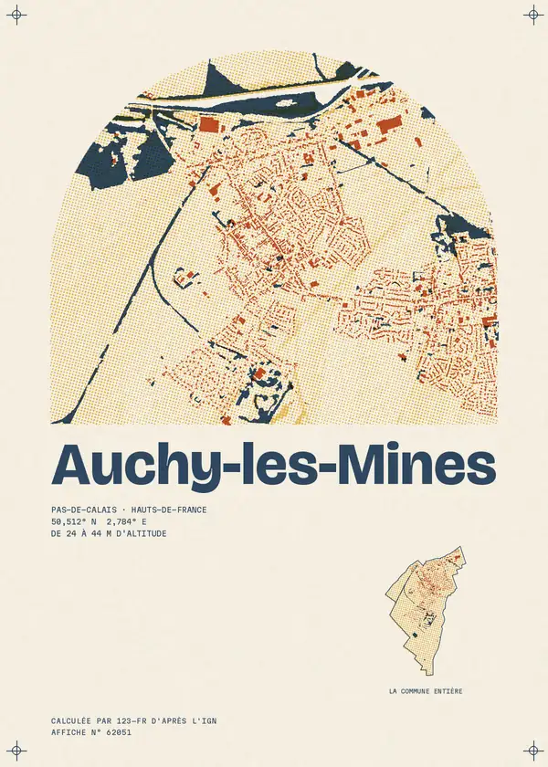 Affiche de Auchy-les-Mines, calculée par 123-fr d'après l'IGN