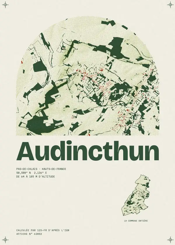 Affiche de Audincthun, calculée par 123-fr d'après l'IGN