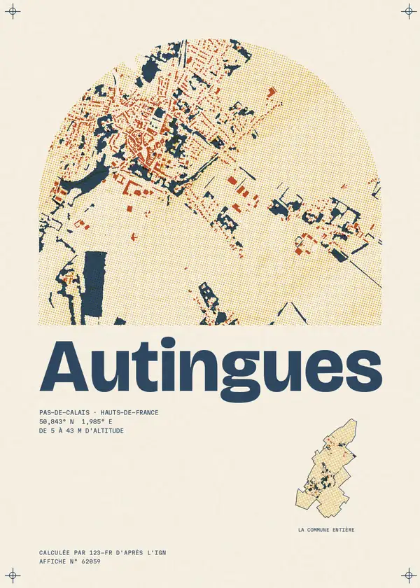 Affiche de Autingues, calculée par 123-fr d'après l'IGN