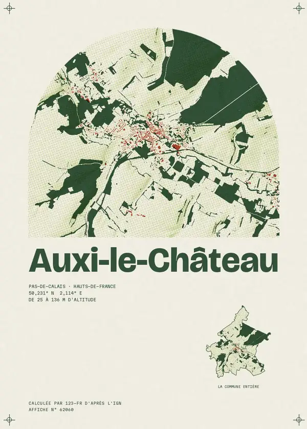 Affiche de Auxi-le-Château, calculée par 123-fr d'après l'IGN