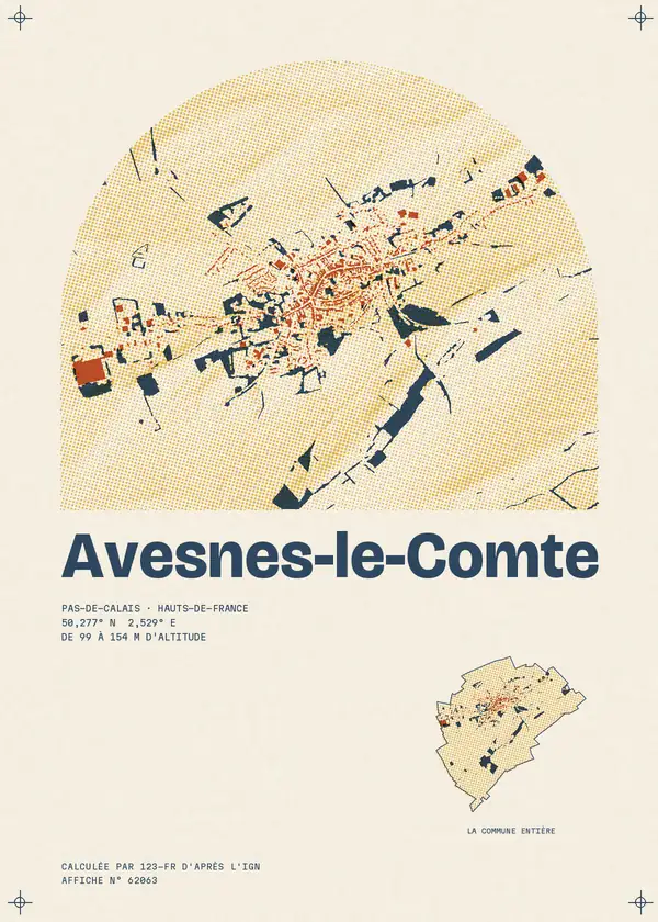 Affiche de Avesnes-le-Comte, calculée par 123-fr d'après l'IGN