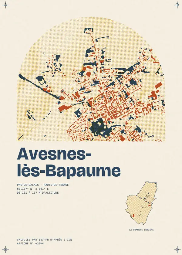 Affiche de Avesnes-lès-Bapaume, calculée par 123-fr d'après l'IGN