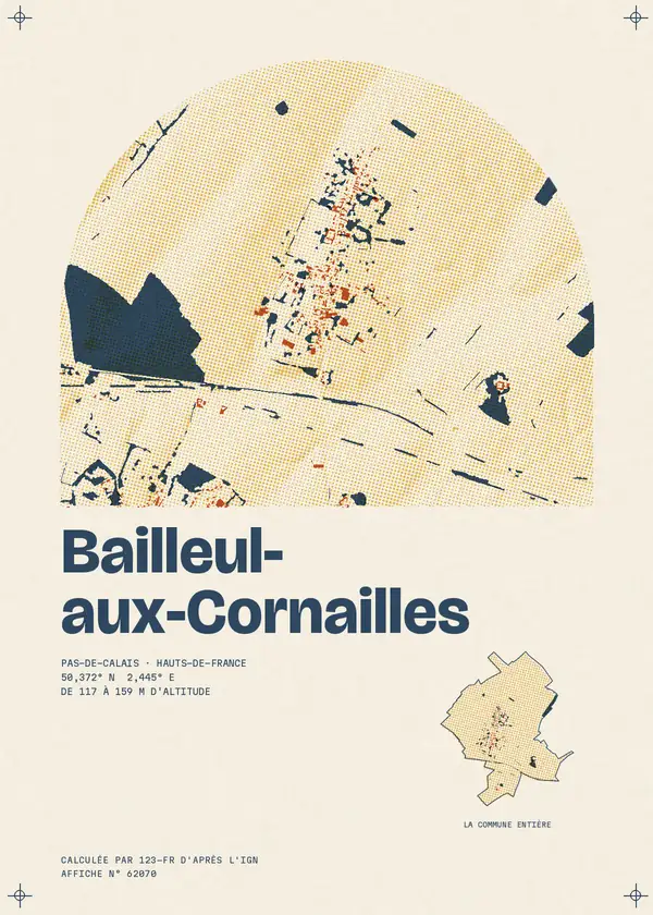 Affiche de Bailleul-aux-Cornailles, calculée par 123-fr d'après l'IGN