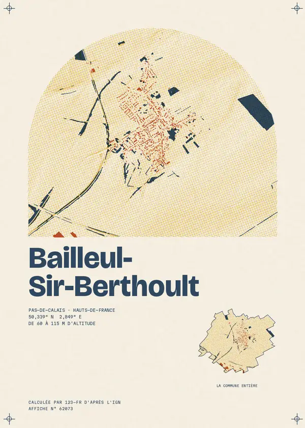 Affiche de Bailleul-Sir-Berthoult, calculée par 123-fr d'après l'IGN