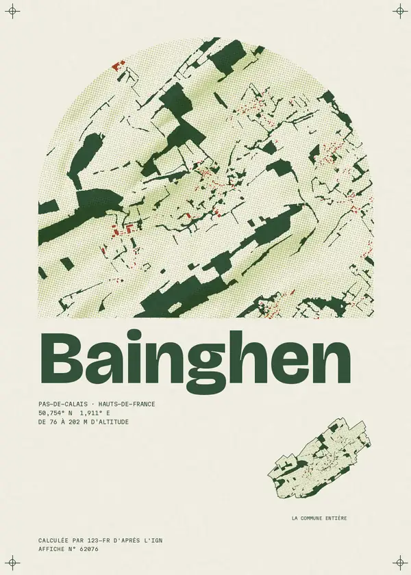 Affiche de Bainghen, calculée par 123-fr d'après l'IGN