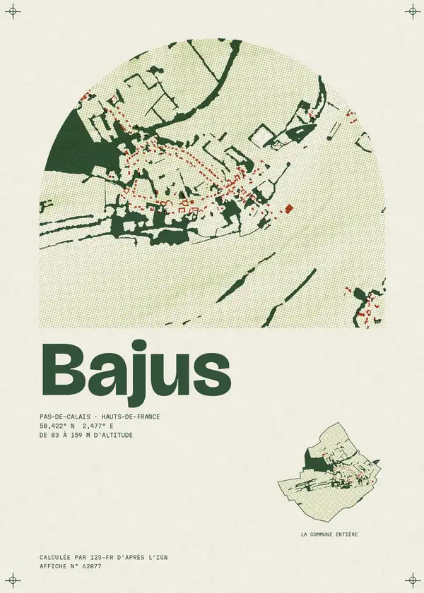 Affiche de Bajus, calculée par 123-fr d'après l'IGN