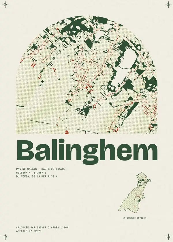 Affiche de Balinghem, calculée par 123-fr d'après l'IGN