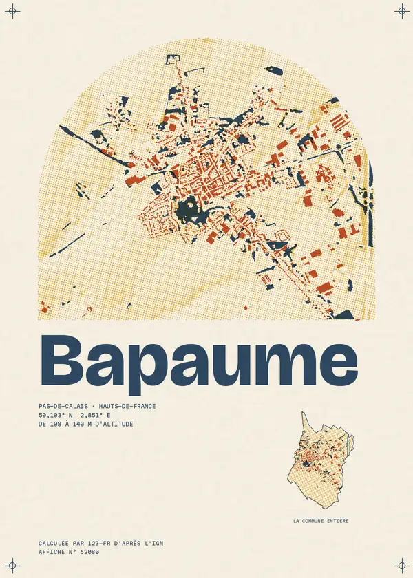 Affiche de Bapaume, calculée par 123-fr d'après l'IGN