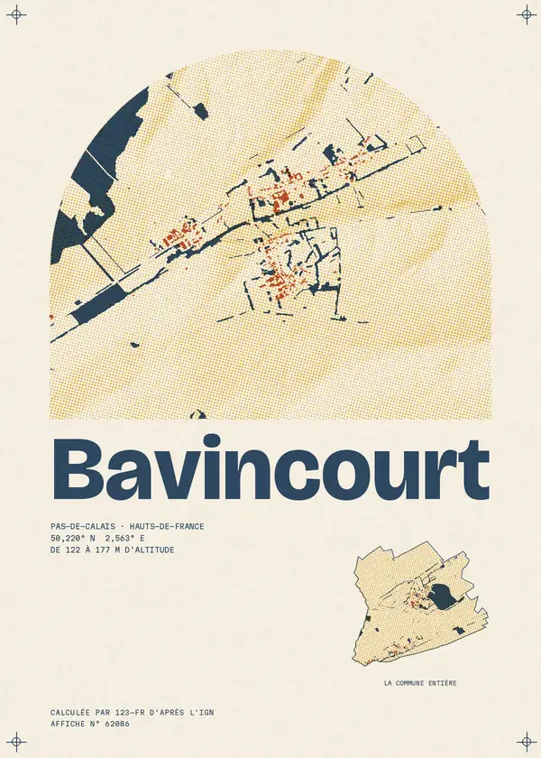 Affiche de Bavincourt, calculée par 123-fr d'après l'IGN