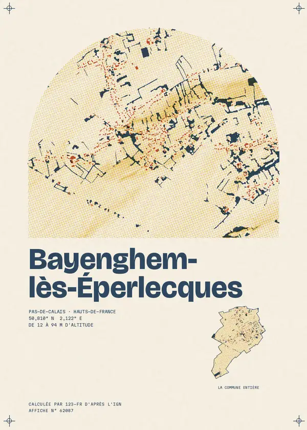 Affiche de Bayenghem-lès-Éperlecques, calculée par 123-fr d'après l'IGN