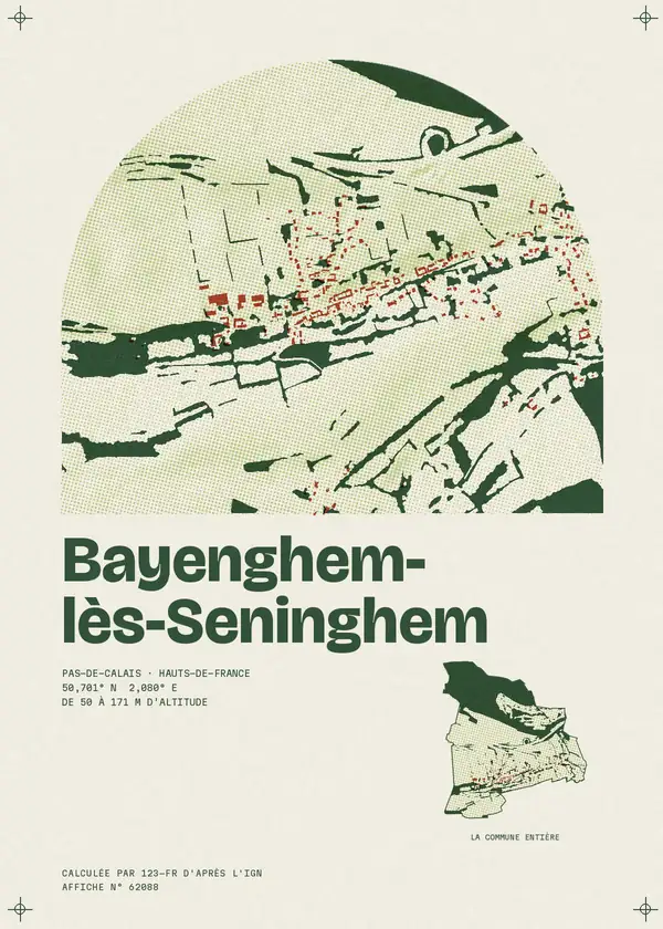 Affiche de Bayenghem-lès-Seninghem, calculée par 123-fr d'après l'IGN