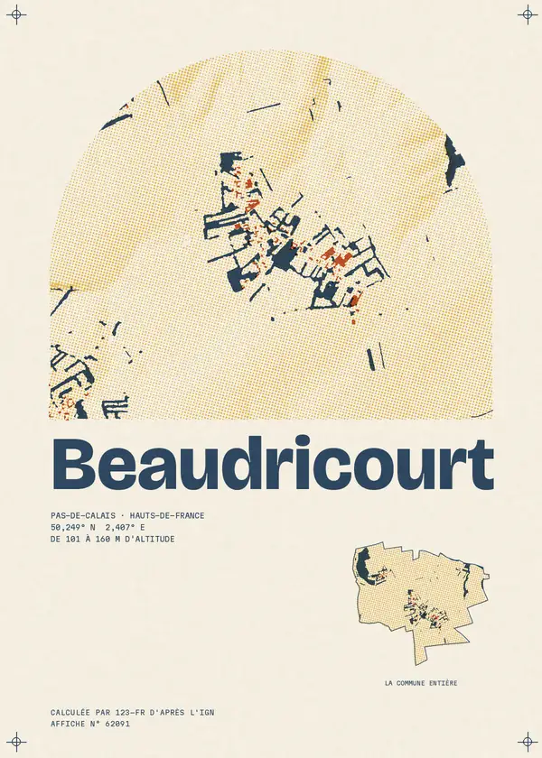Affiche de Beaudricourt, calculée par 123-fr d'après l'IGN