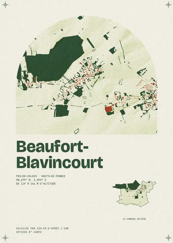 Affiche de Beaufort-Blavincourt, calculée par 123-fr d'après l'IGN
