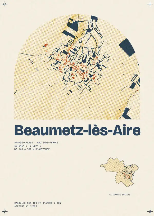 Affiche de Beaumetz-lès-Aire, calculée par 123-fr d'après l'IGN