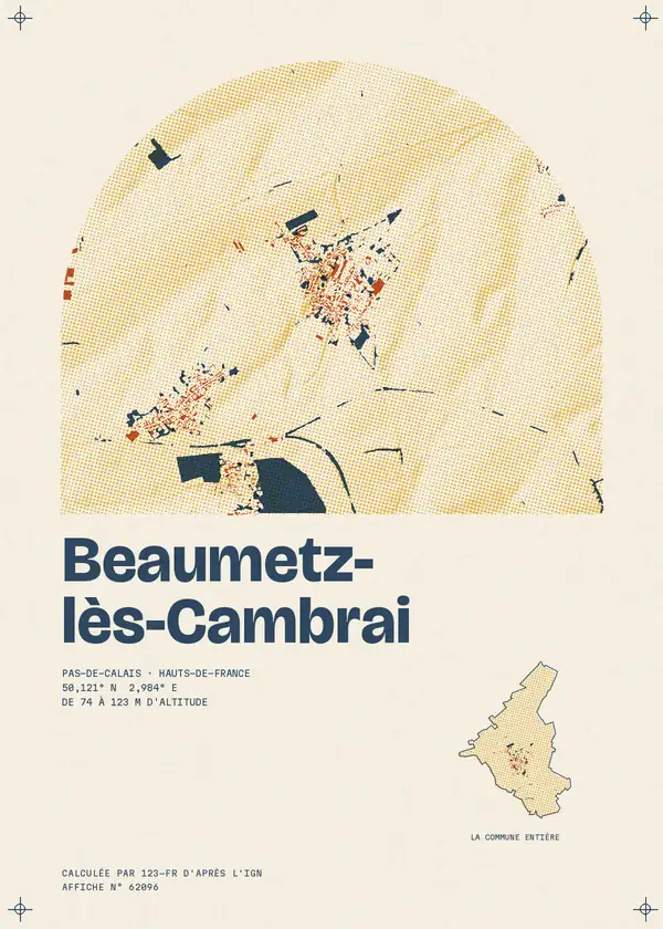 Affiche de Beaumetz-lès-Cambrai, calculée par 123-fr d'après l'IGN