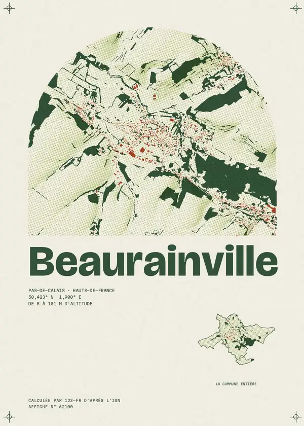 Affiche de Beaurainville, calculée par 123-fr d'après l'IGN