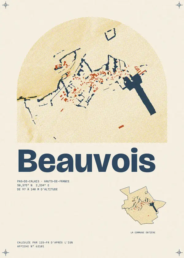 Affiche de Beauvois, calculée par 123-fr d'après l'IGN