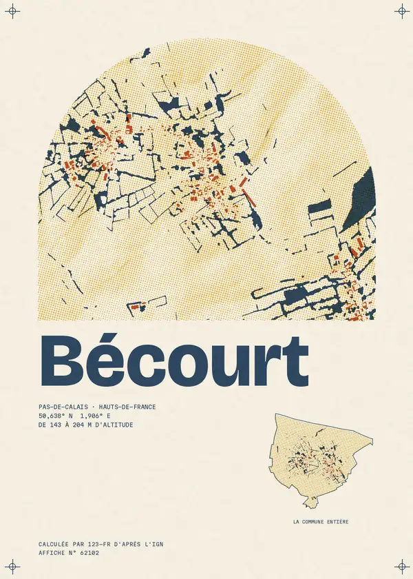 Affiche de Bécourt, calculée par 123-fr d'après l'IGN
