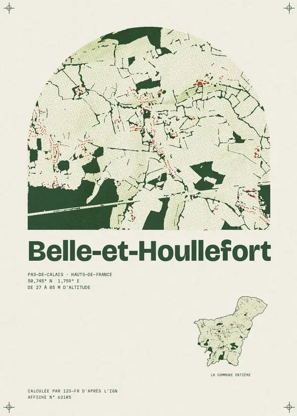 Affiche de Belle-et-Houllefort, calculée par 123-fr d'après l'IGN