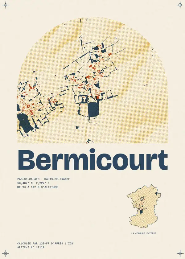 Affiche de Bermicourt, calculée par 123-fr d'après l'IGN