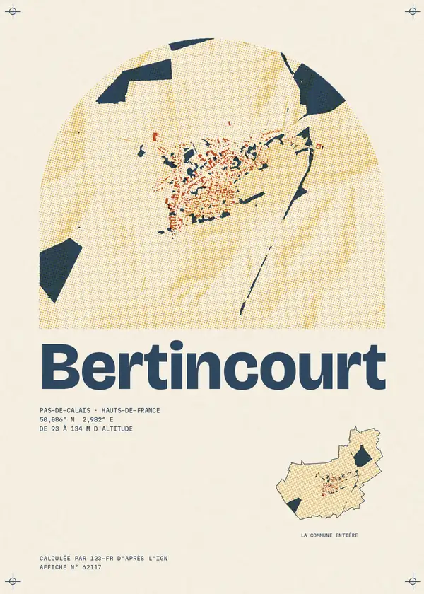 Affiche de Bertincourt, calculée par 123-fr d'après l'IGN